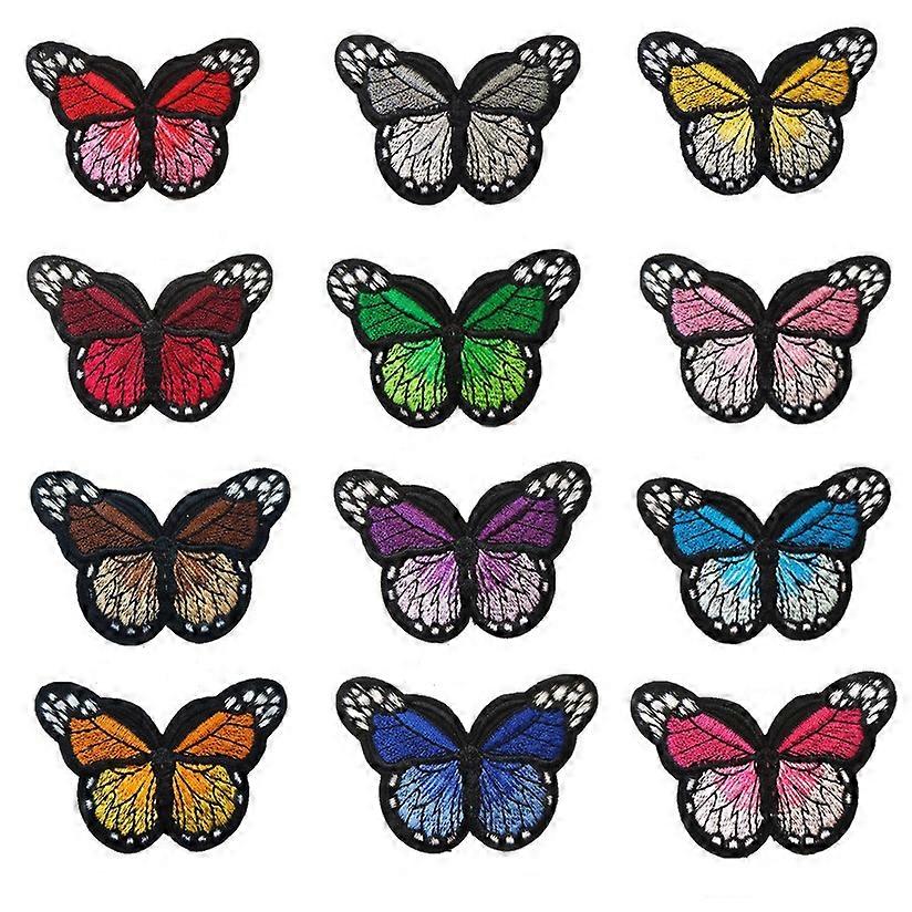 12 Pcs Butterfly Iron on Patches Embroidery Applique Patches Colorful Butterfly Patches Applique for Crafts DIY Decor