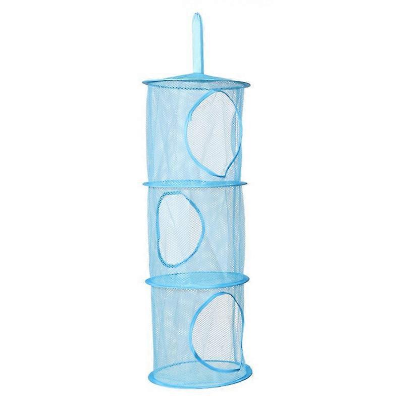 Hanging Mesh Storage Basket Foldable Space Saving Toy Organizer, Blue
