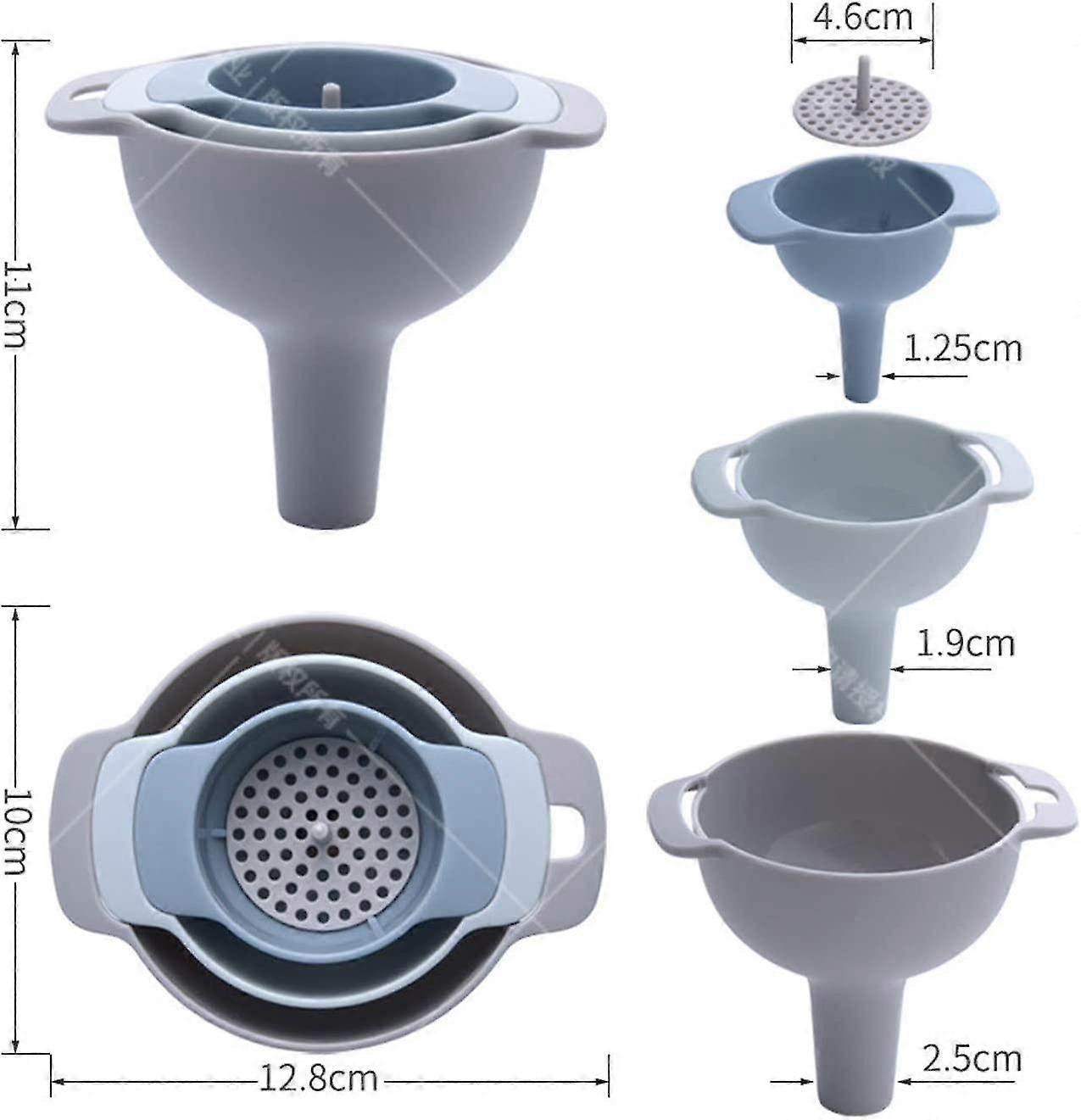 Kitchen Plastic Funnel With Handle 4-in-1 Multifunction Filter Kitchen Tool