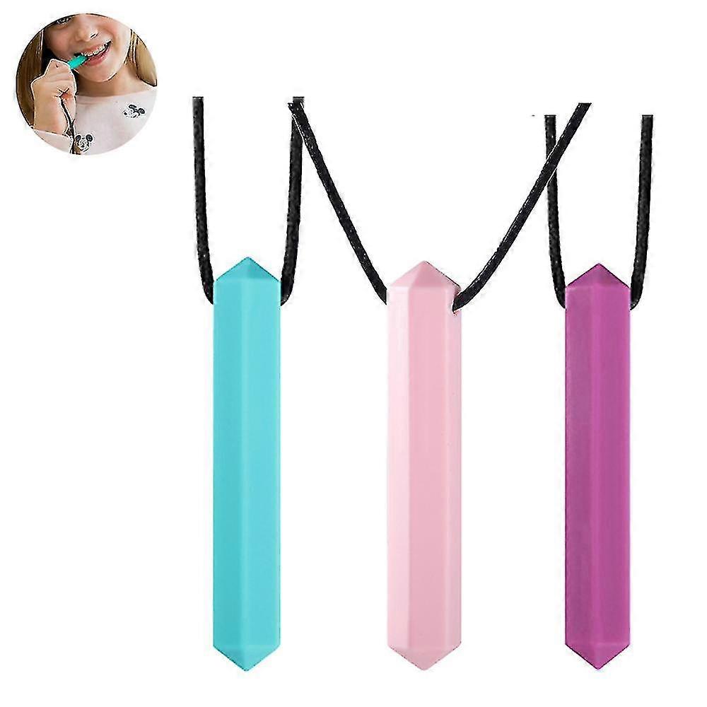 3 Pcs Chew Chew Crayon Sensory Necklace-best For Kids Or Adults