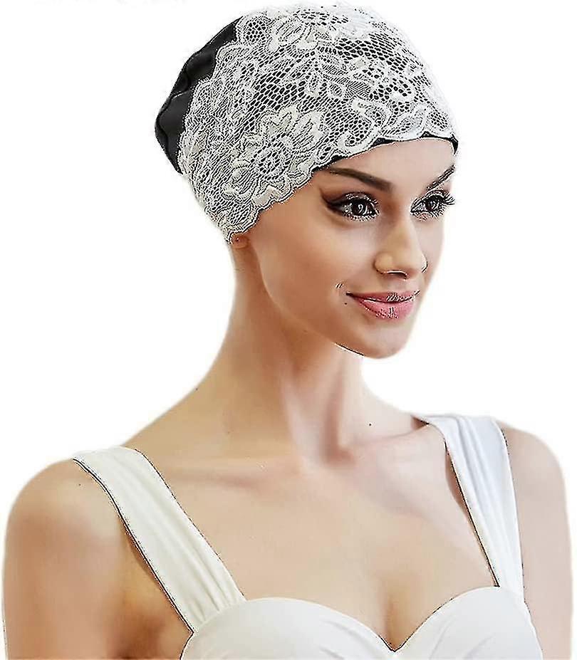 Bayan Yüzme Şapkası Bayanlar Su Geçirmez Yüzme Şapkası Dantel Çiçek Yüzme Şapkası Banyo Kapağı Kulaklar Koruma Kapağı Süper Elastik Türban Yüzme Şapkası