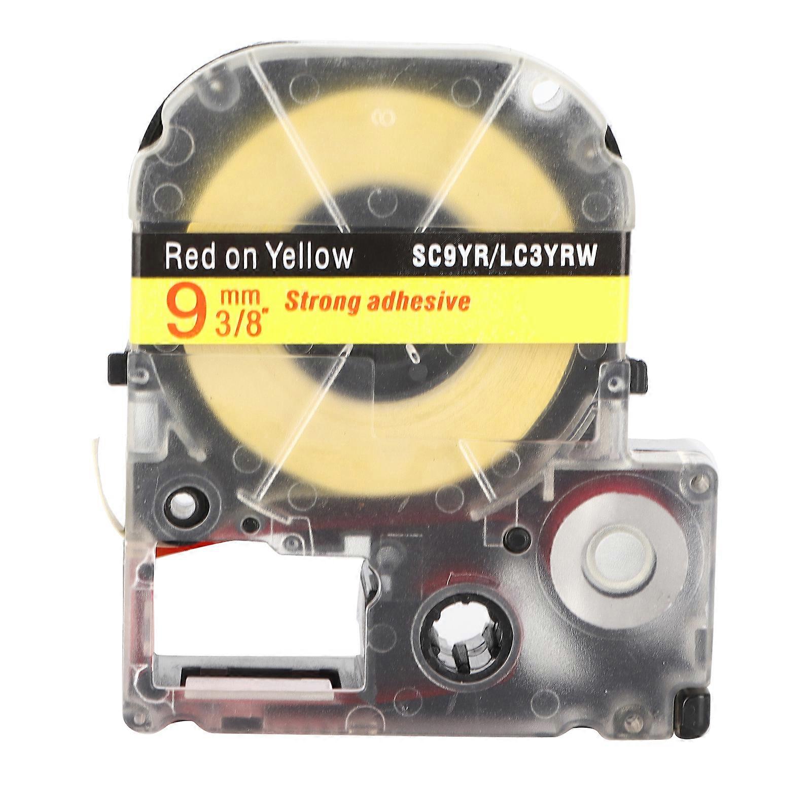 Label Tape AbrasionResistant AntiCorrosion Label Maker Tape for KING JIM Labeling Machine SR230C SR230CH SR530C(Red On Yellow )
