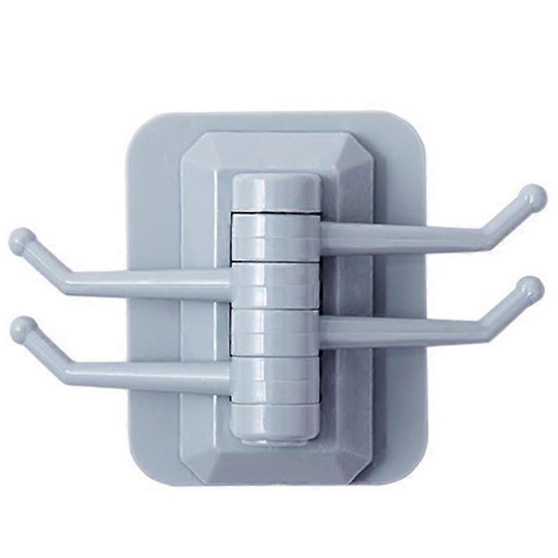 Sticky Hook Punch-Free Rotatable Multifunctional Rack with 4 Hooks Towel Hanger for Bathroom Kitchen