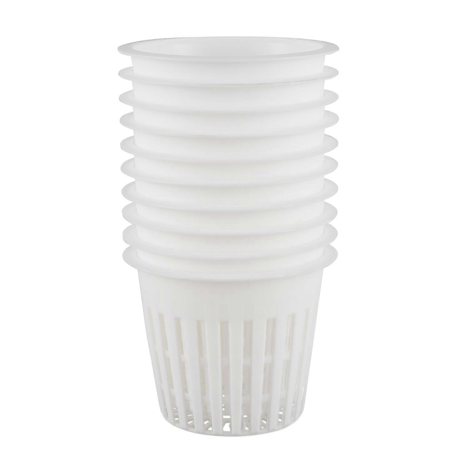 10pcs 3 inch Heavy Duty Mesh Pot Net Cup Basket Hydroponic Aeroponic Planting Grow Clone white