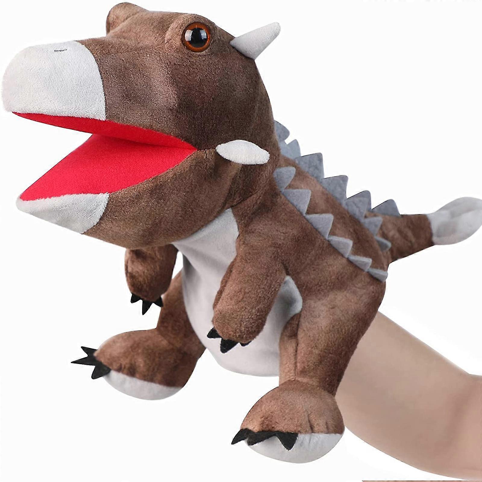 Plush Dinosaur Hand Puppet with Open Movable Mouth for Imaginative Play, Role Play, Interactive Toy Birthday Gift for Kids