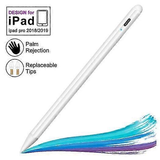 Active Stylus Compatible With Apple Ipad, Stylus Pens For Touch Screens,rechargeable Capacitive 1.5mm Fine Point (white)
