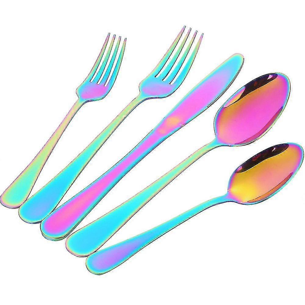 Set di posate arcobaleno da 20 pezzi per 4, set di posate in acciaio inferiore