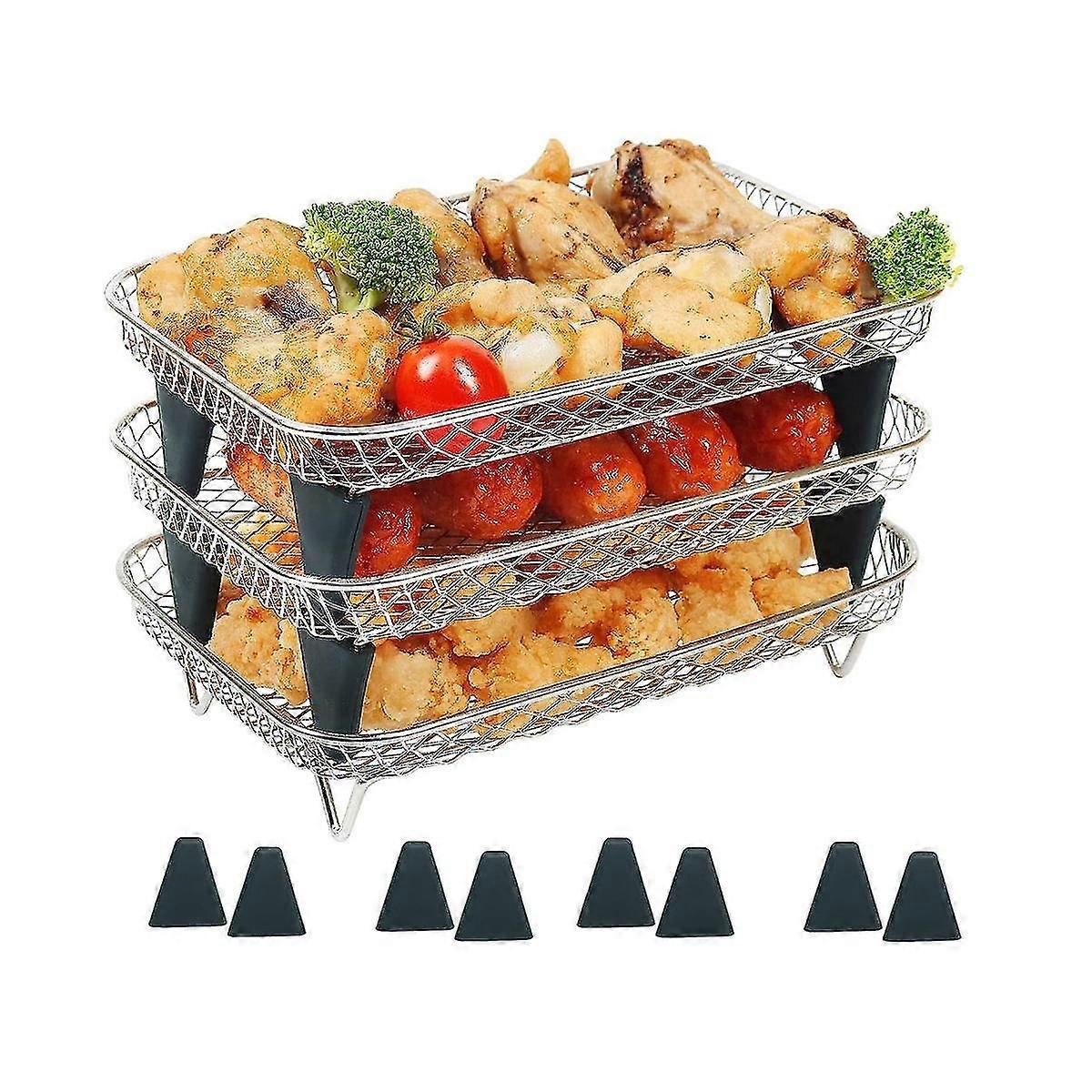Air Fryer Rack For Ninja Dual Basket, 3 Layers, Stacking Bacon Racks, Air Fryer Accessories For Nin