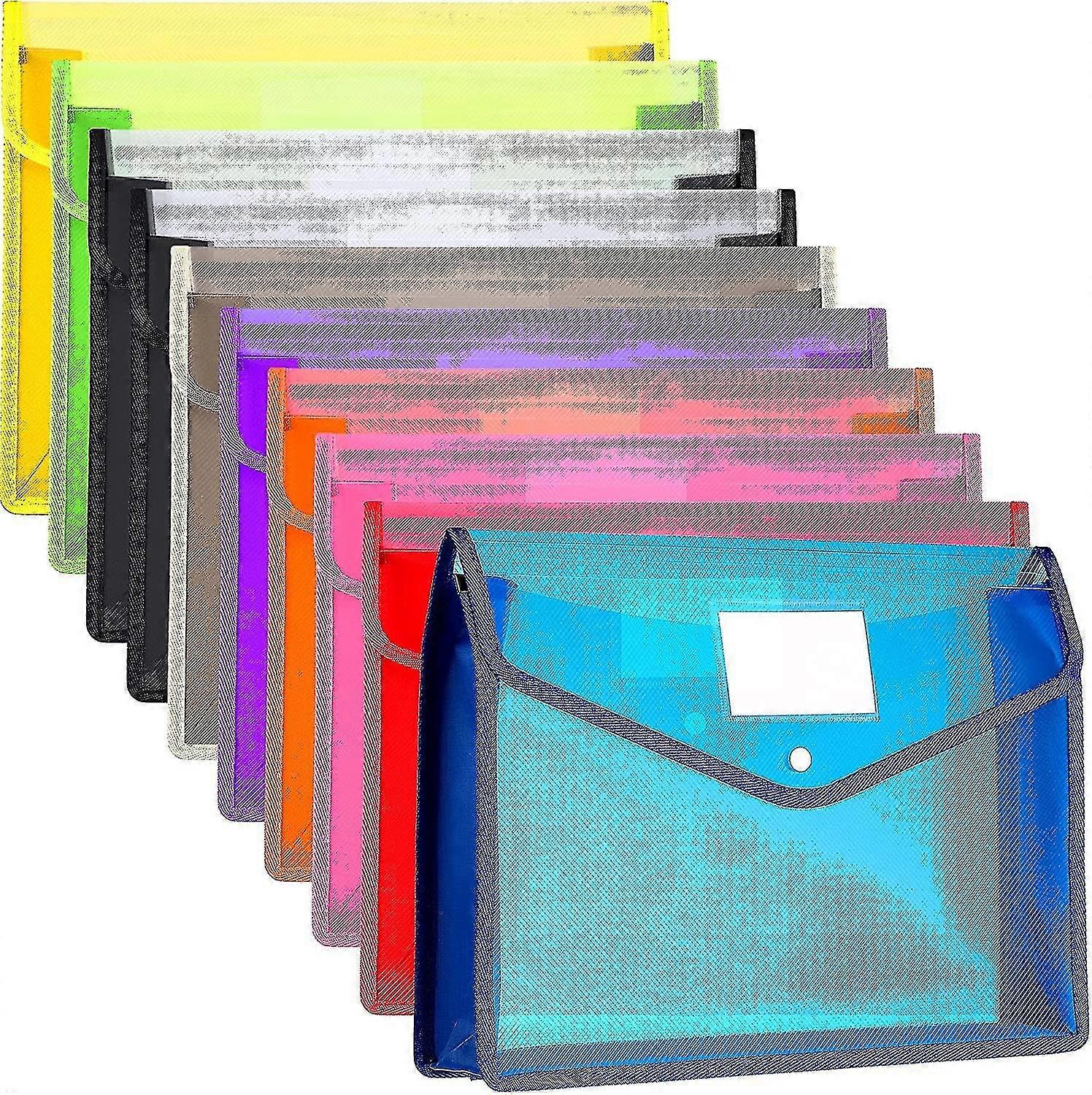 Exquise 10 stuks plastic bestandsmappen envelop uitbreiden bestand portemonnee organisator documenten map met snap sluiting en zak