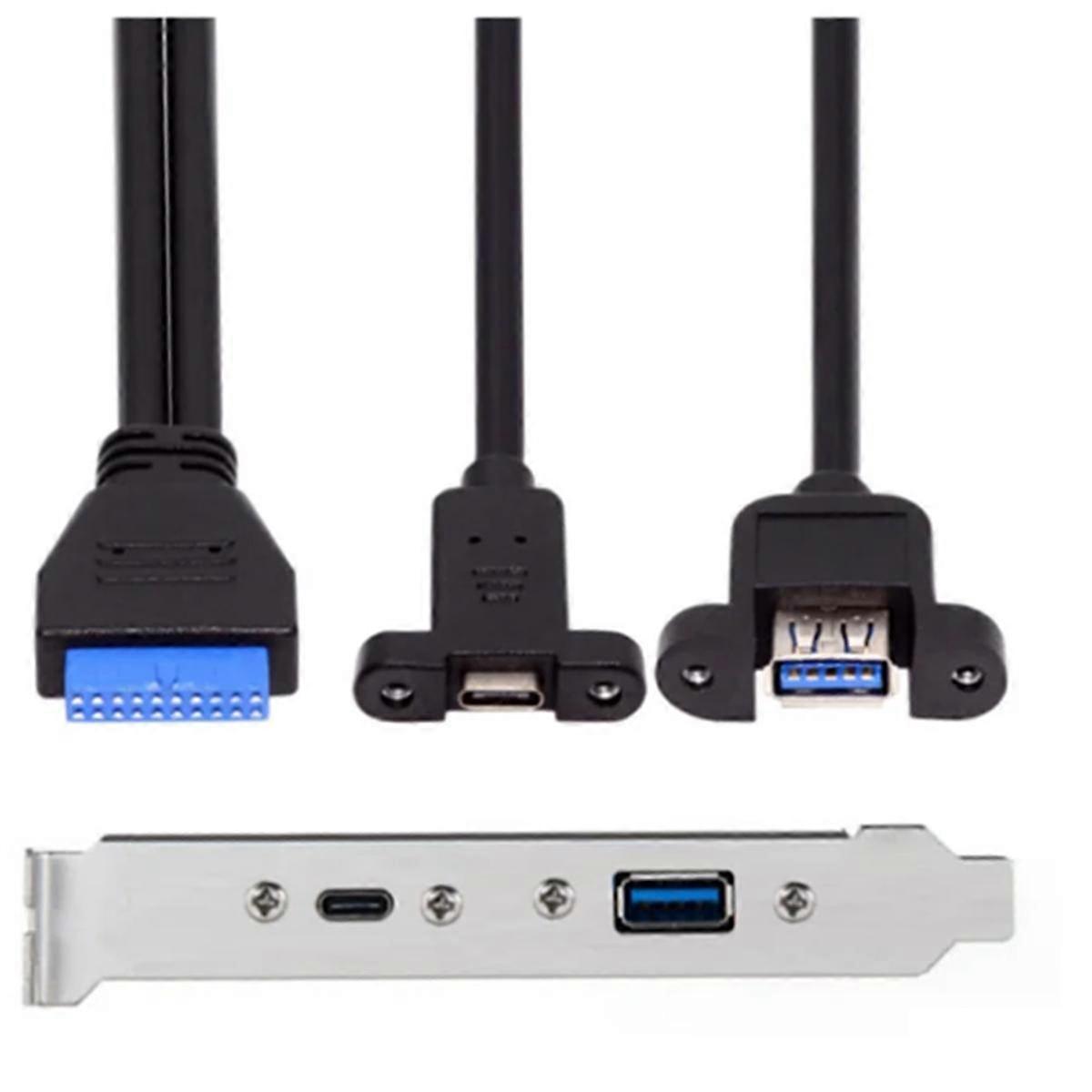 5Gbps Rear USB 3.1 Port Expansion 20Pin to TYPE-C Female and USB 3.0 Female Data Cable with Bezel o