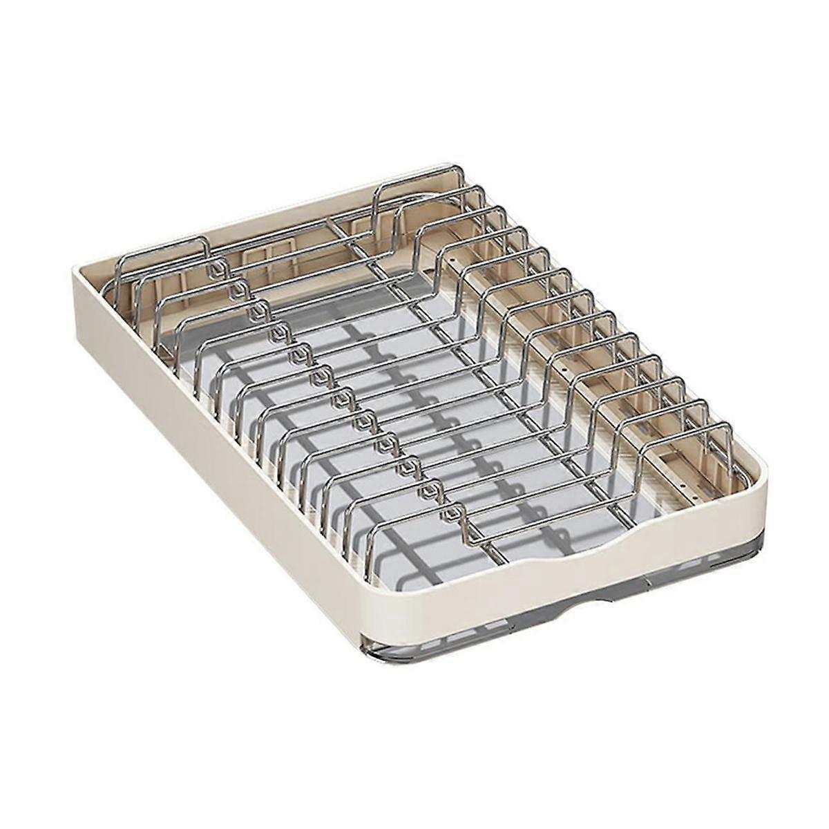 Pull Out Kitchen Cabinet Organizer Slide Out Dish Rack with Drainboard Drawer Organizer for Kitchen