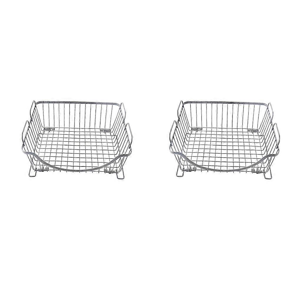 2pcs Kitchen Storage Basket Counter Fruit Vegetable Iron Art Storage Basket With Handles Rectangular