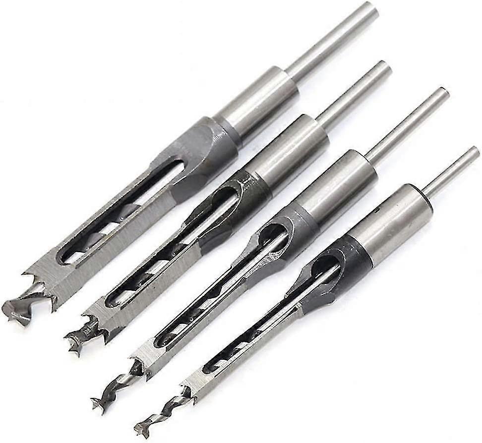 4pcs Chisel Set Square Hole Drill Bits(1/4 -1/2 - 5/16 - 3/8 Inch)
