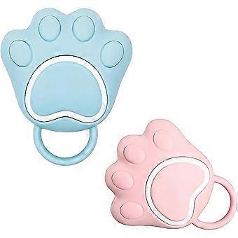 Dog Cat Bath Brush Comb Soft Silicone Pet Cleaning Massage Brush for Soothing Massage Washing Shampoo Dispenser (Blue + Pink)