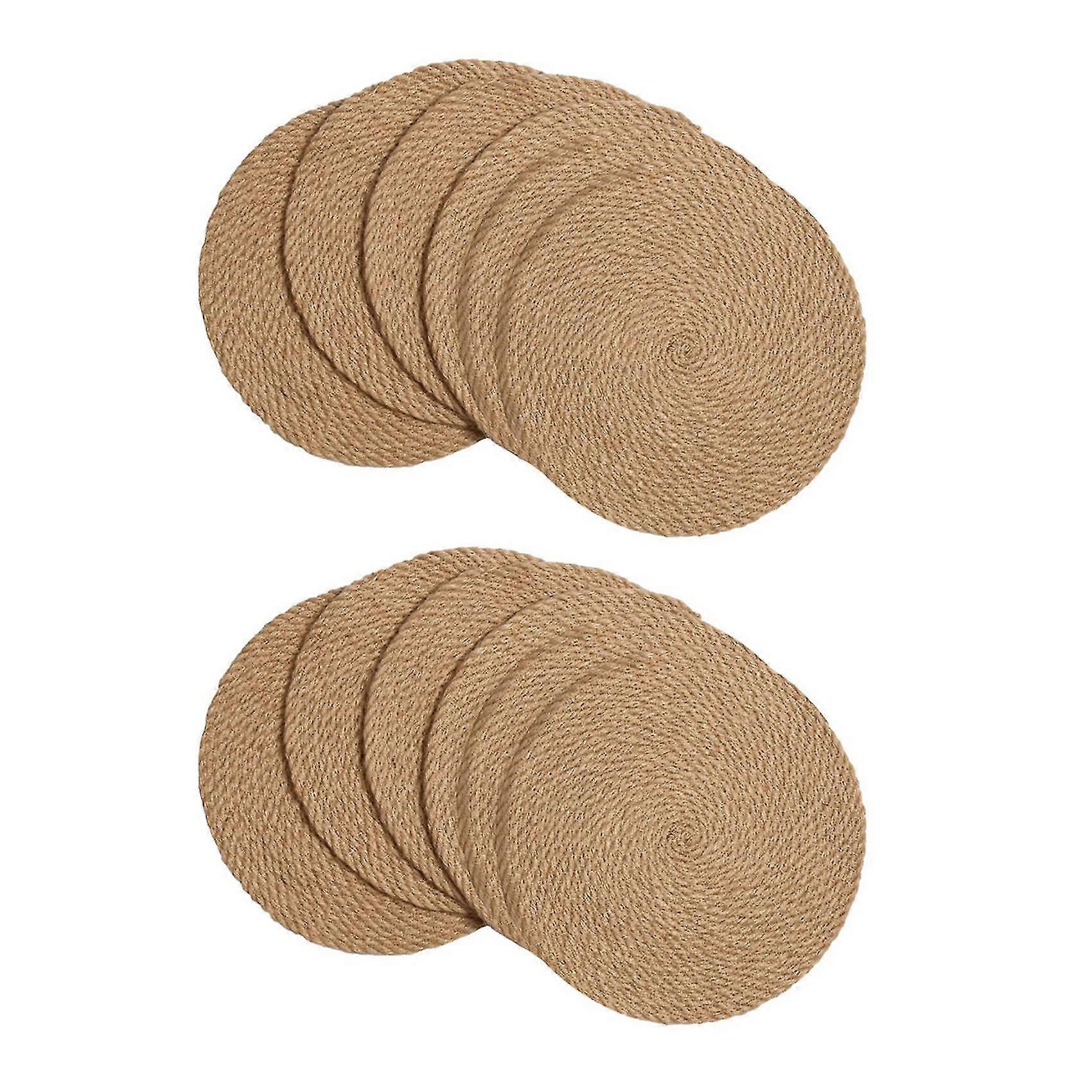 Round Braided Placemats Set Of 12 Natural Jute Handmade 11.8 Inch Heat Resistant Thick Hot Pads Mat