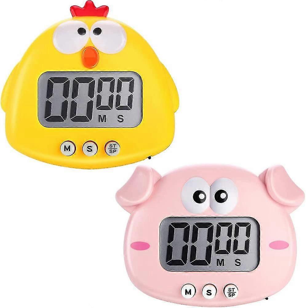 2 Pieces Healwe Kitchen Timer Animal Digital Countdown Timer Magnetic