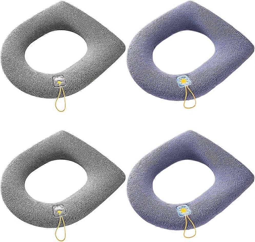 4 Pieces Toilet Seat Cushion, Toilet Seat Cover, Toilet Seat Cushion, with Handle, Universal, Soft and Warm, Scalable, Washable, for Universal Toilet