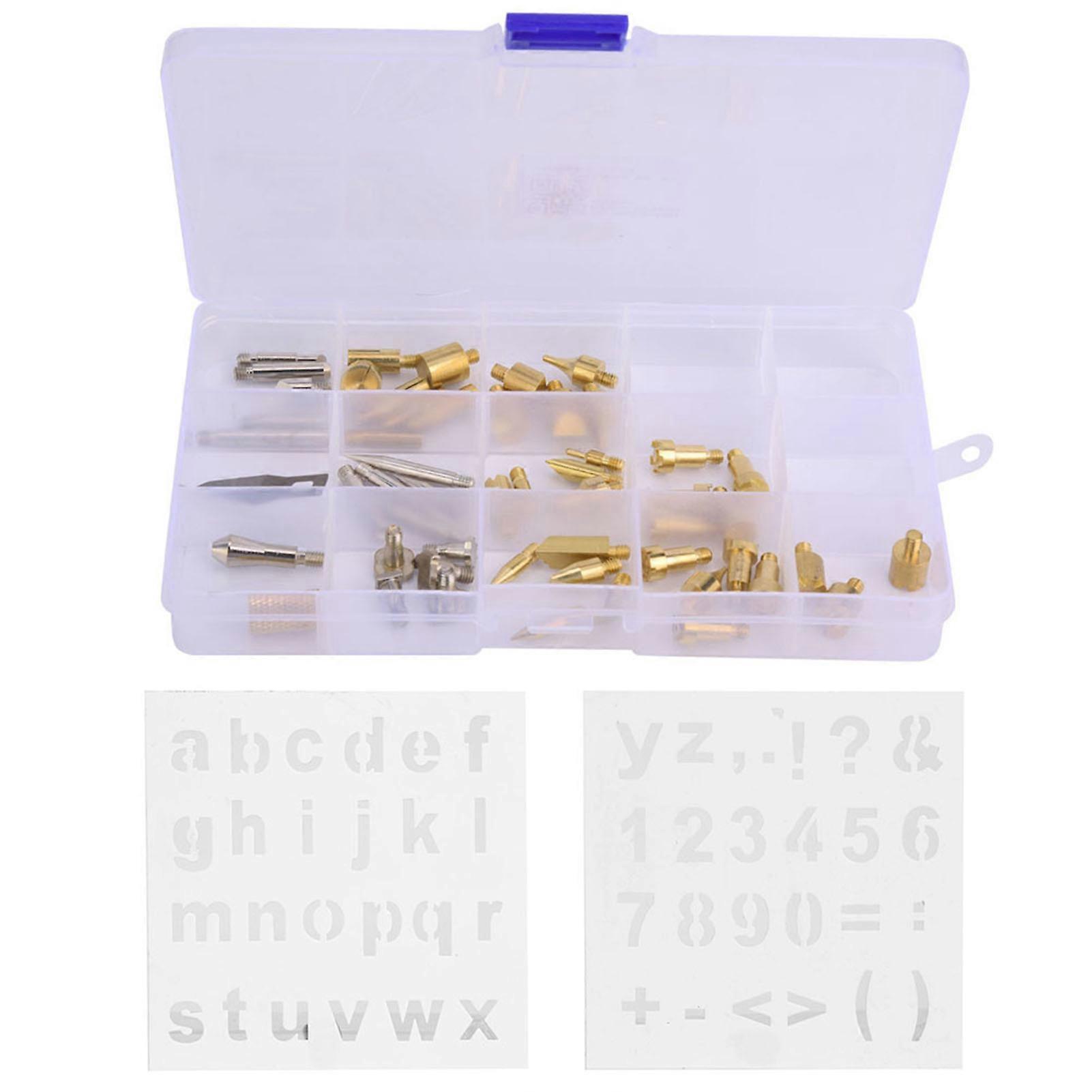 56pcs Wood Burning Pen Tip Stencil Set Soldering Pyrography Engraving Tool Kit 56pcs Wood Burning Pen Tip Set