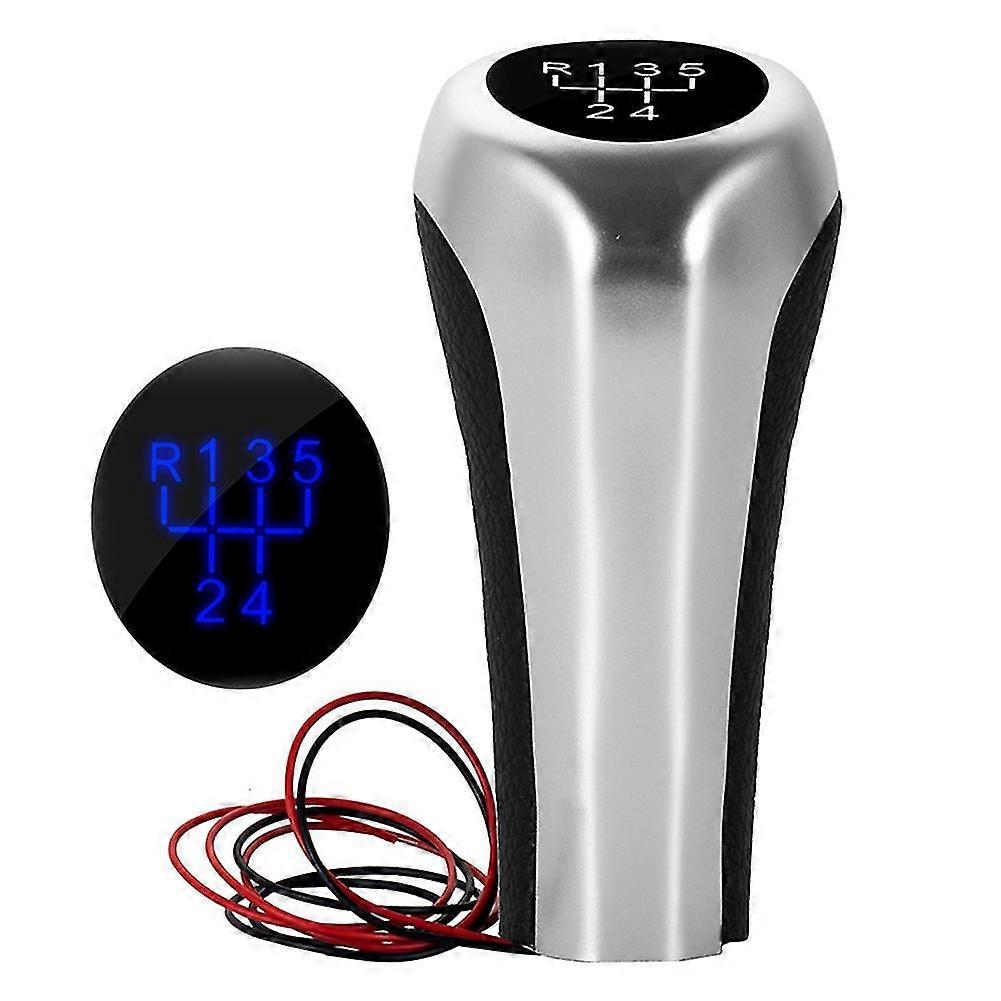 5 Speed Shift Knob W/led Blue Backlight Leather Shifter Lever Handle Stick For E46 E90 E91 E92 X1 X