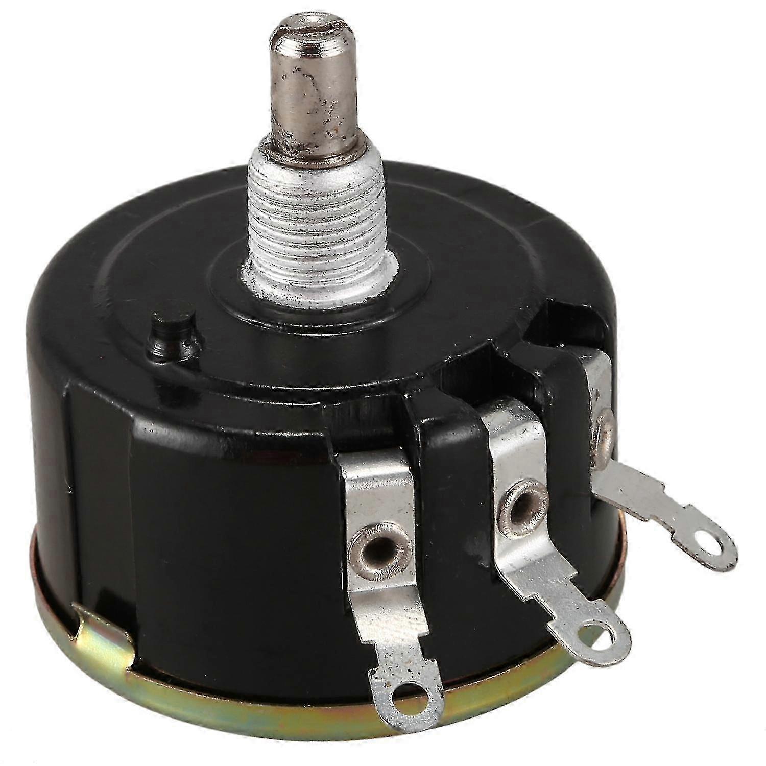 WX050 10K ohm 5W 6mm Round Shaft Wire Wound Potentiometer Black+Silver