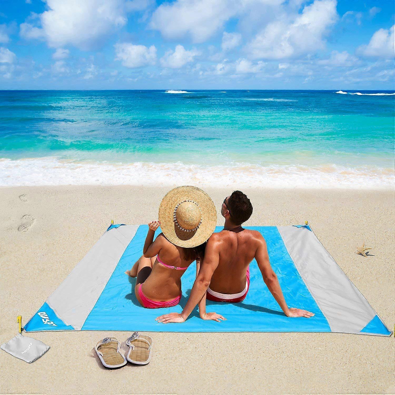 Rare pearl picnic blanket in 200x210cm, pattern: Beach, blue