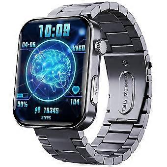 F300 Smartwatch mit 2,1-Zoll-Bildschirm Schwarz 3-Perlen Stahl