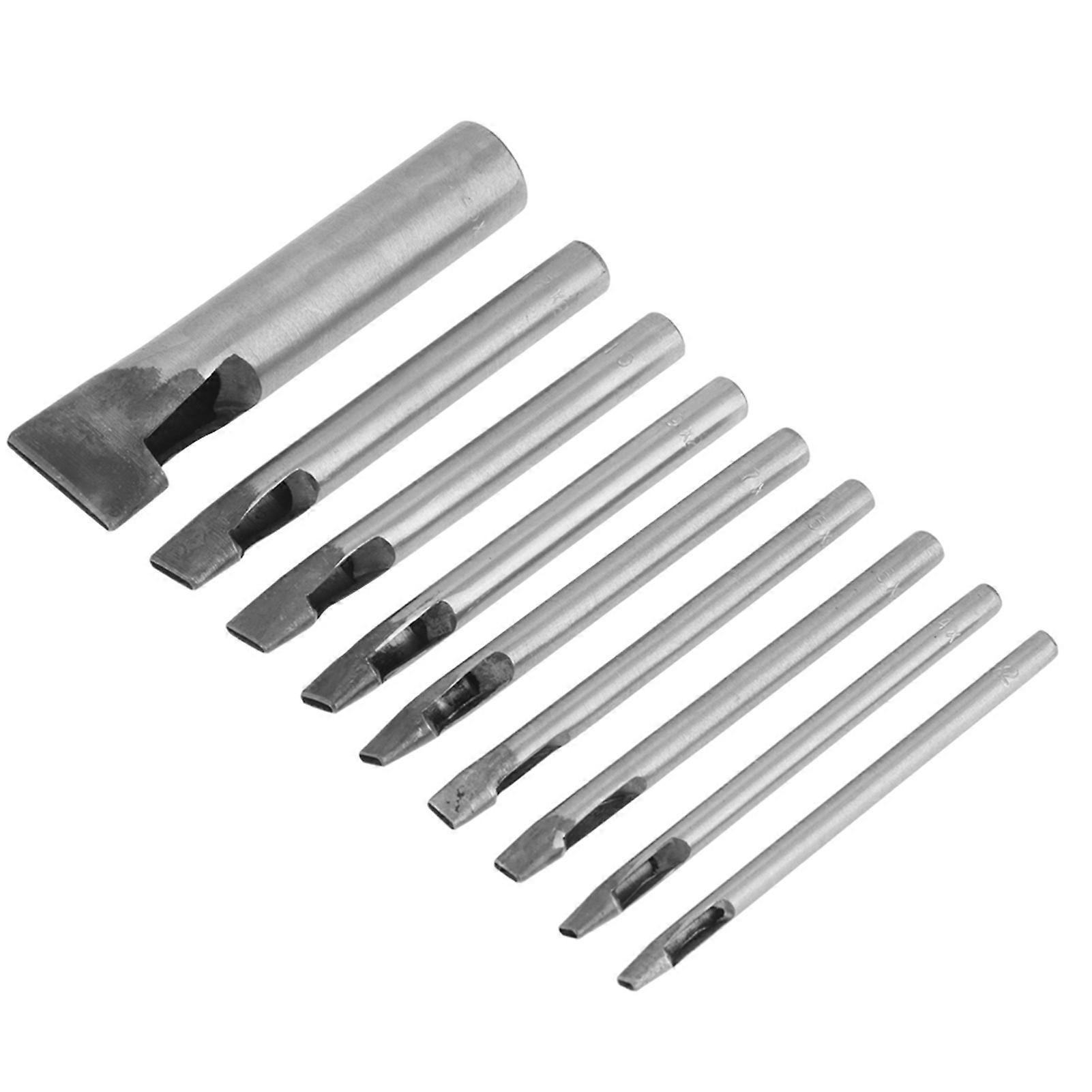 2mm 9pcs lær oval form hull punch kit kutter hul DIY verktøy