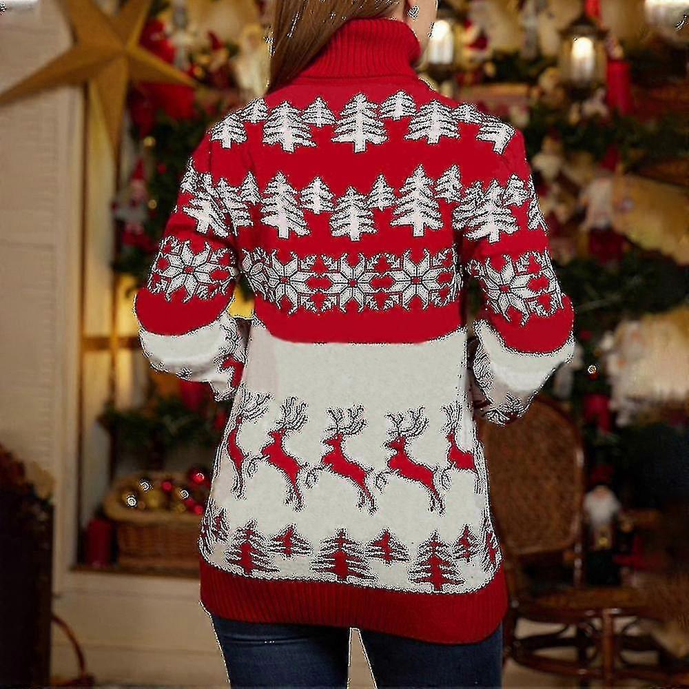 Frauen Männer Paar Weihnachten Pullover Pullover Tops Warm High Neck Strickpullover Winter