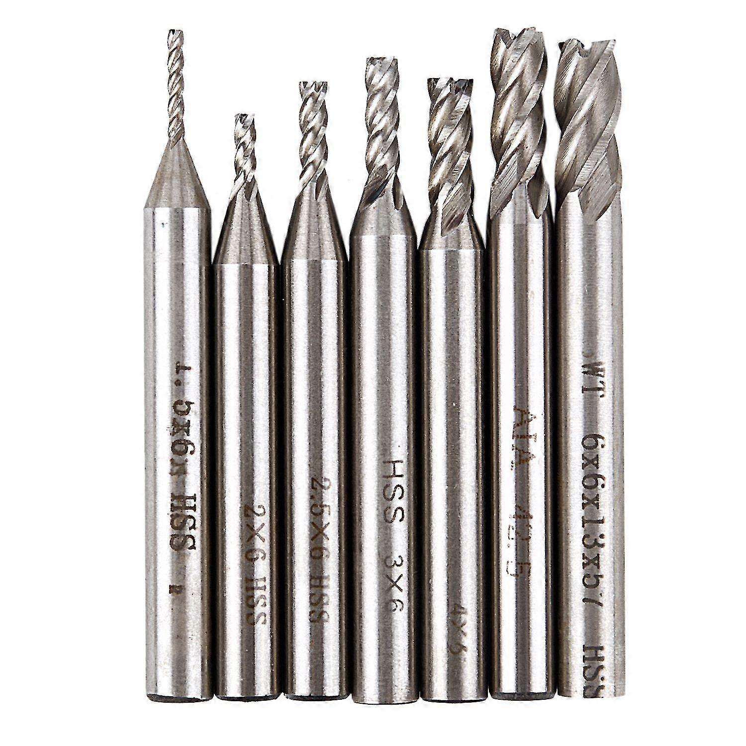 7Pcs HSS CNC 4 End Mill Milling Cutter Drill Bit Set 1.5 2 2.5 3 4 5 6mm