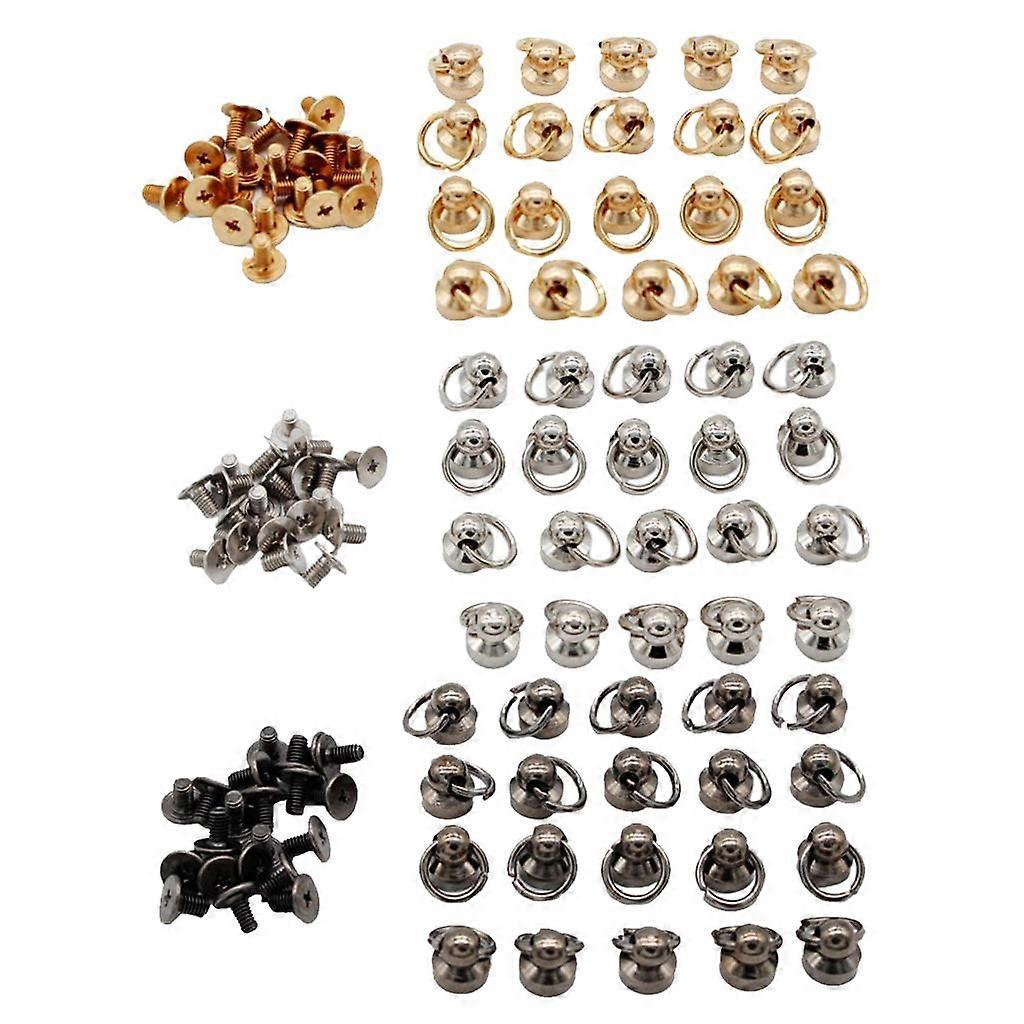 60 Sets Brass Button Rivet Studs Screw Back Round Head  Craft