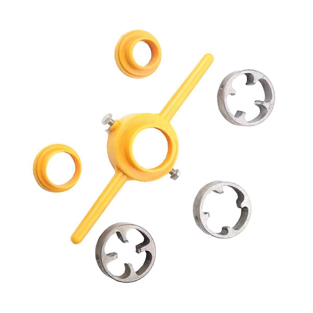 Plastic Pipe Round Die Set with 3 Dies 1/2inch, 3/4inch and 1inch NPT Die Set Manual Hand Tool for PVC Threading