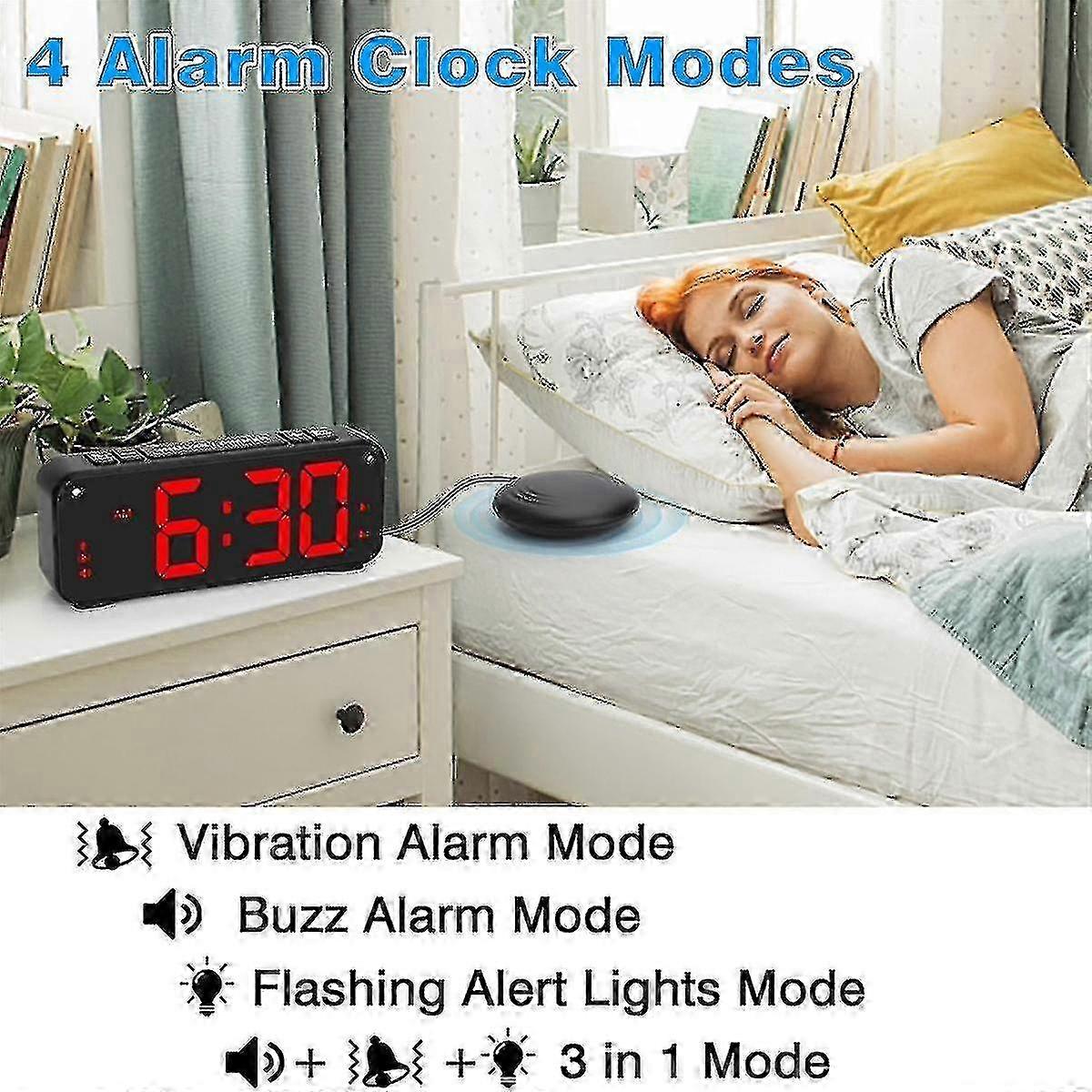 Loud Alarm Clock for Heavy Sleepers Adults,Dual Alarm Clock with Bed ...