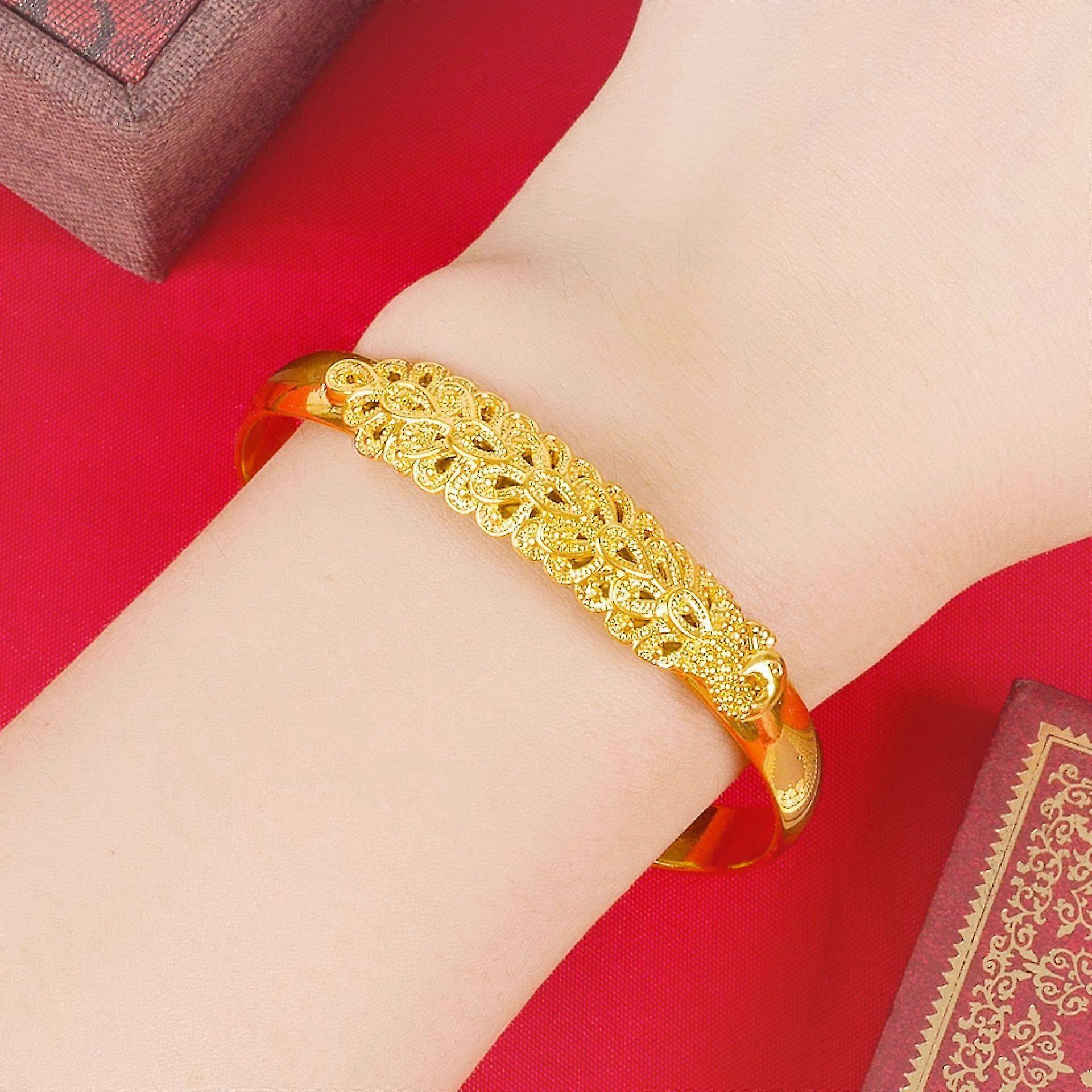 新しい925メッキシルバーエレガントな孔雀オープニングスクリーンブレスレットバングル女性ファッションパーティーウェディングアクセサリージュエリーギフト