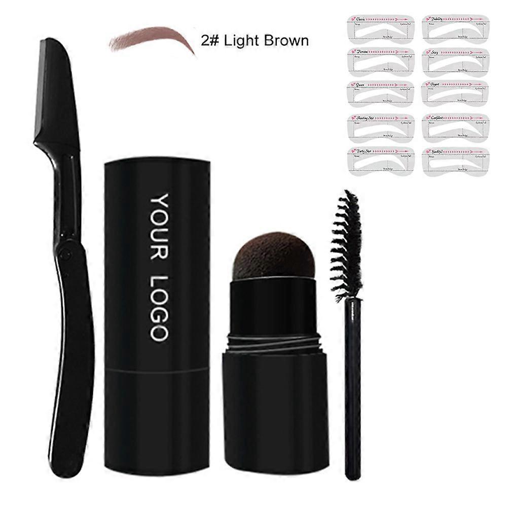 Eyebrow Stamp Waterproof, Brow Stamp Shaping Kit Eyebrow Definer, with 10 Reusable Eyebrow Stencils, Hairline Shadow Powder Stick