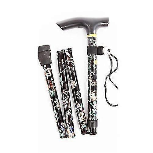 Lightweight Foldable Compact Walking Stick - Black Floral