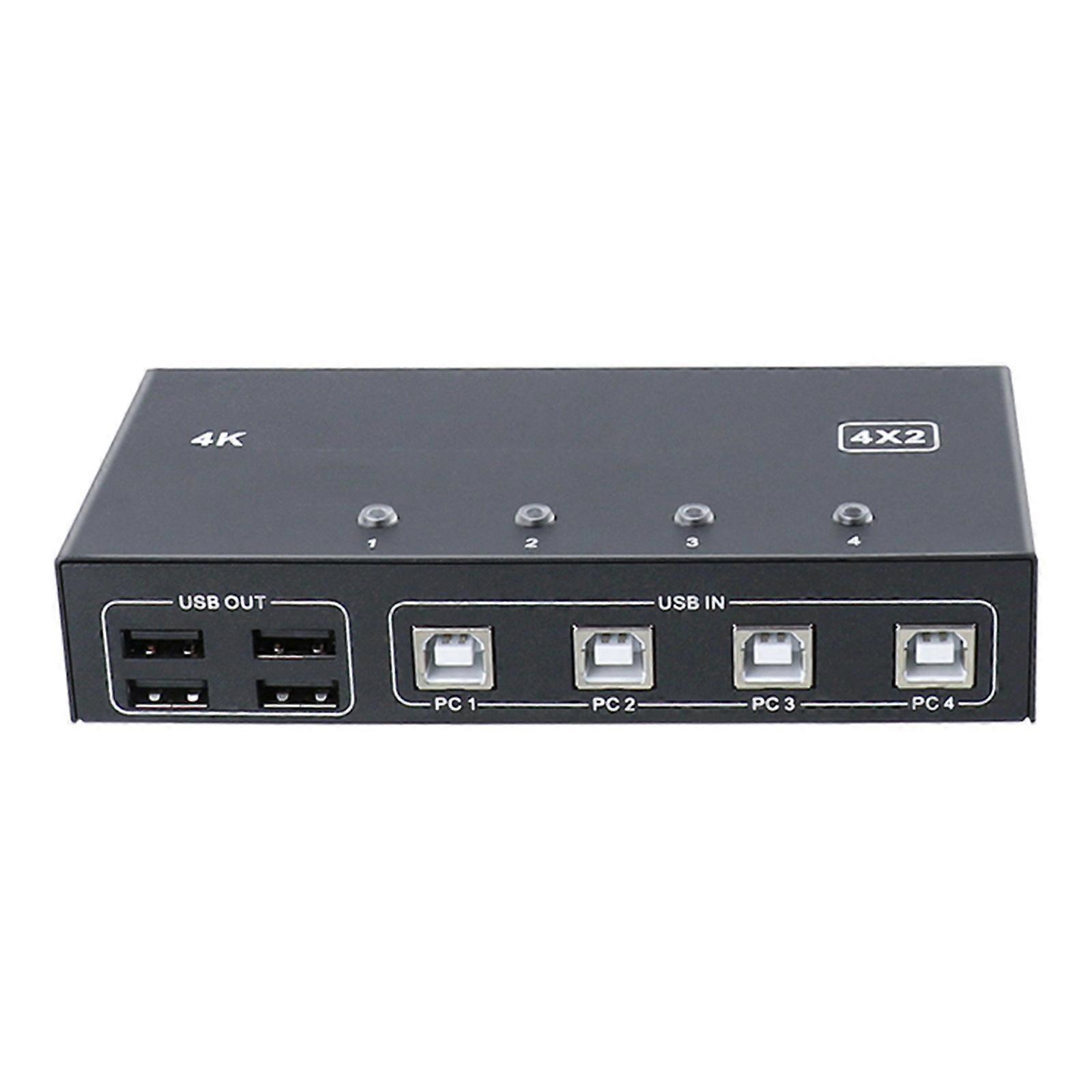 4 Port USB KVM Switch 4X2 4K@60Hz Switcher Dual Monitor 4 Computer Keyboard Neb