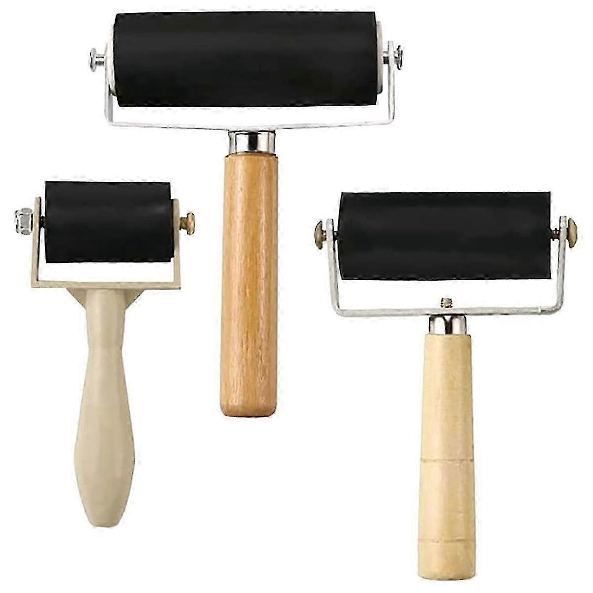 3 Pack Rubber-Roller Brayer Rollers 1.4/2.4/4 Inch Art Craft Roller for Printmaking,Ink,Wallpapers
