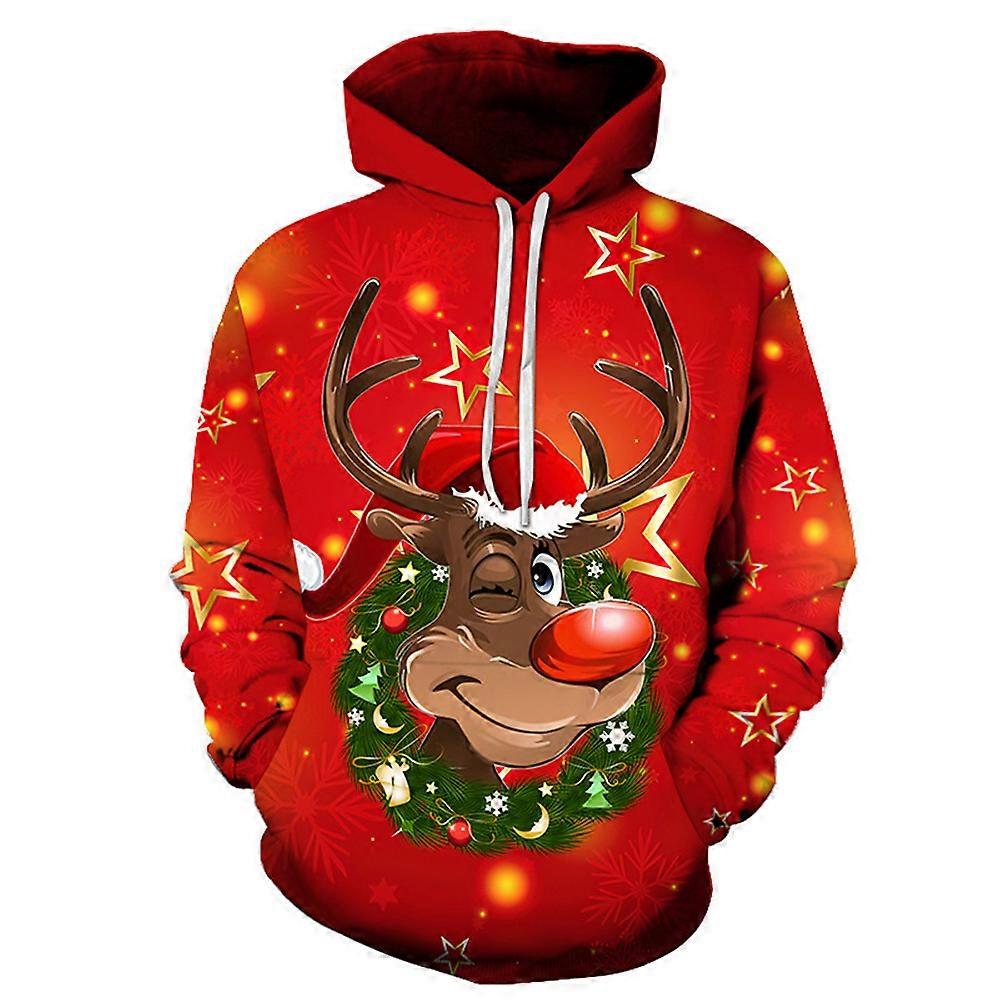 Lustiges 3D-Weihnachtspullover Weihnachtsmann Langarm-Sweatshirt für Herren