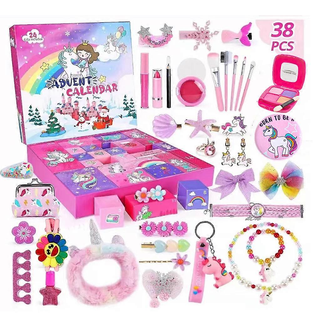 Χριστουγεννιάτικο κουτί δώρου αντίστροφης μέτρησης 24 ημερών: Χριστουγεννιάτικο μακιγιάζ και σετ κοσμημάτων έκπληξη με θέμα τον μονόκερο - Το τέλειο χριστουγεννιάτικο δώρο για κορίτσια με 24 κομμάτια