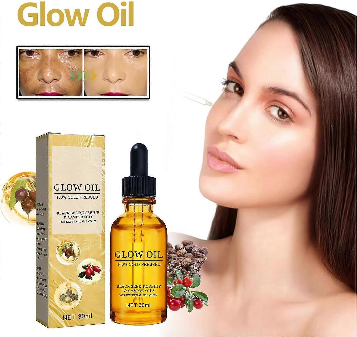 Olio di ricino Olio di semi neri Siero viso all'olio di rosa canina, 100% siero idratante viso antietà spremuto a freddo, siero idratante idratante...