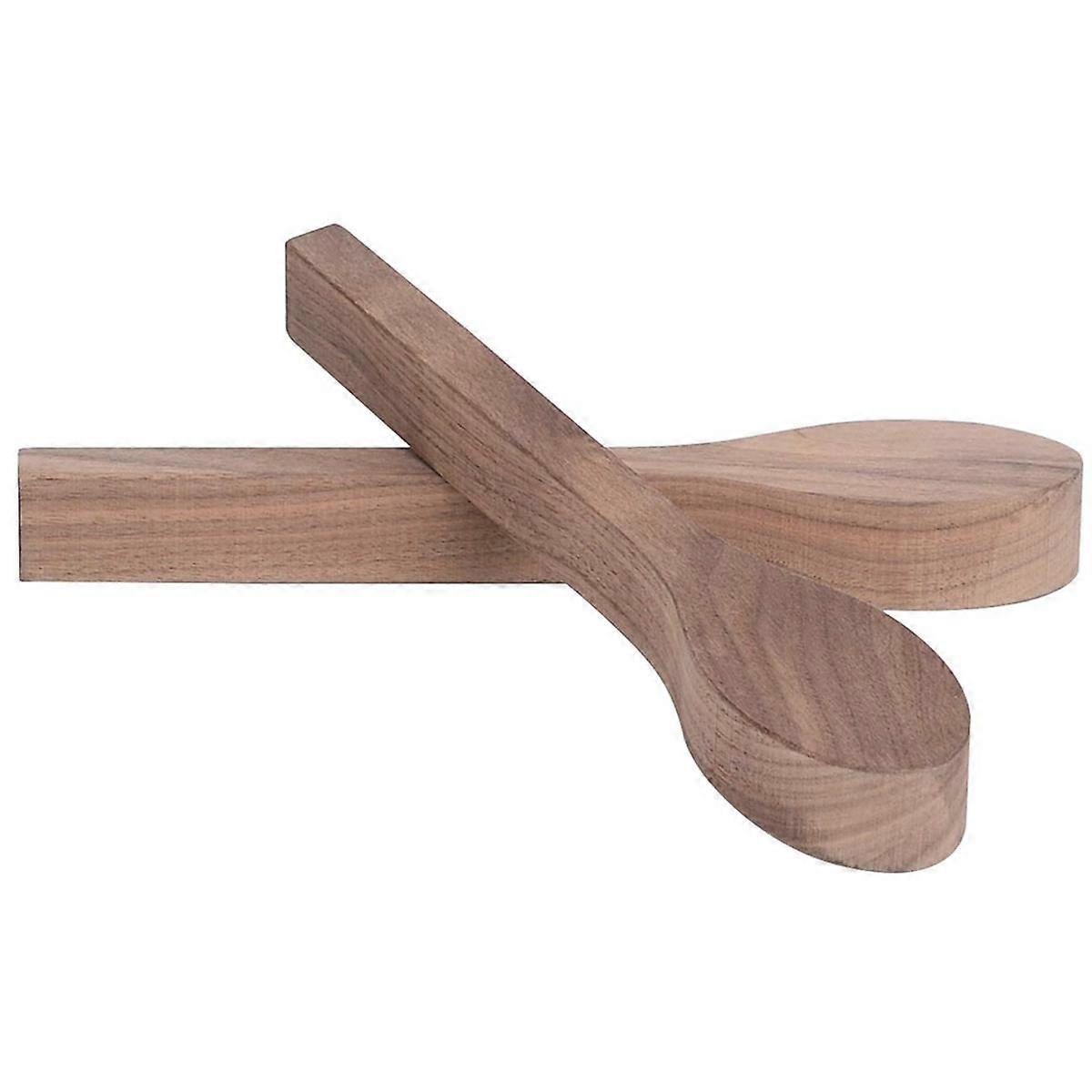 2 Pack Wood Carving Spoon Blank Walnut Unfinished Wooden Craft Whittling Kit for Beginner Kids