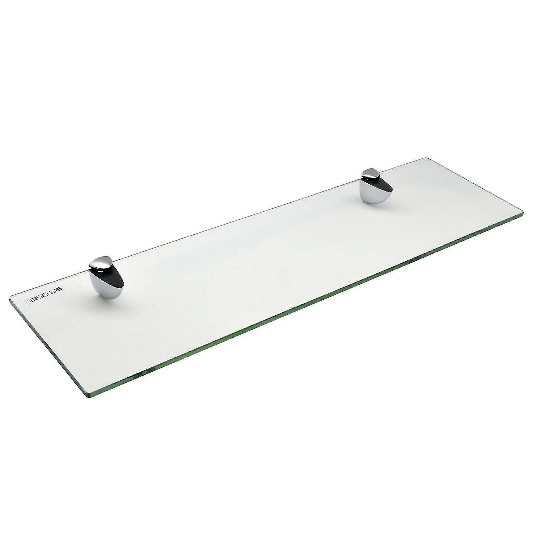 رف حمام زجاجي مع مثبتات من الكروم - زجاج مقسى - 48.5 سم