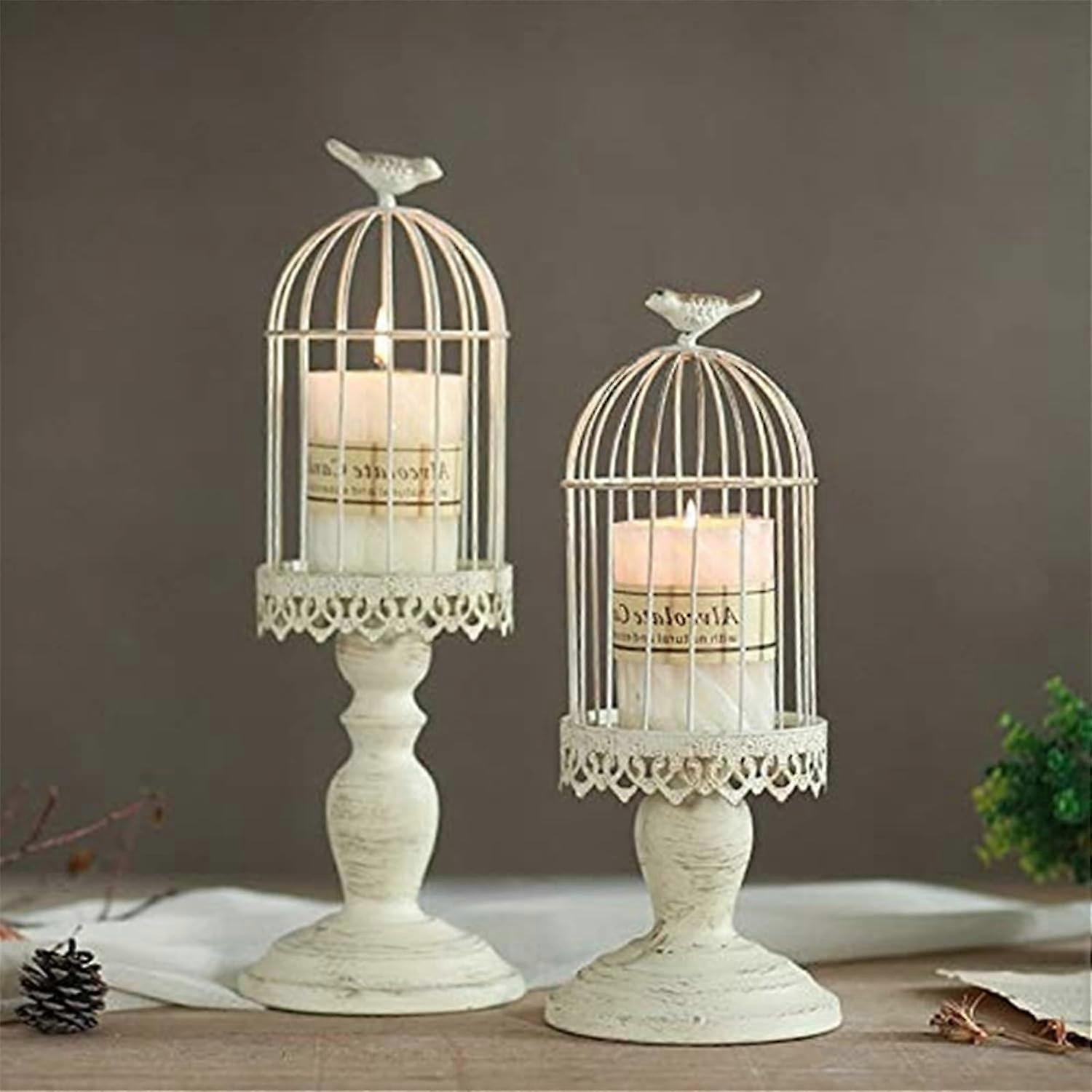 Vintage Bird Cage Candlestick,Decorative Candlesticks for Tables,S+L
