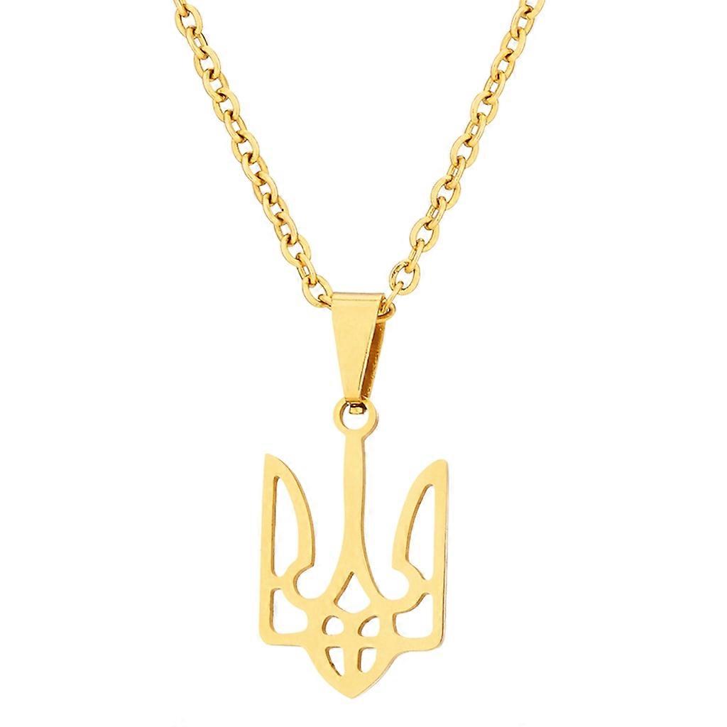 unbrand Stainless Steel Ukraine National Emblem Trident Necklace Comfortable to Wear Gold