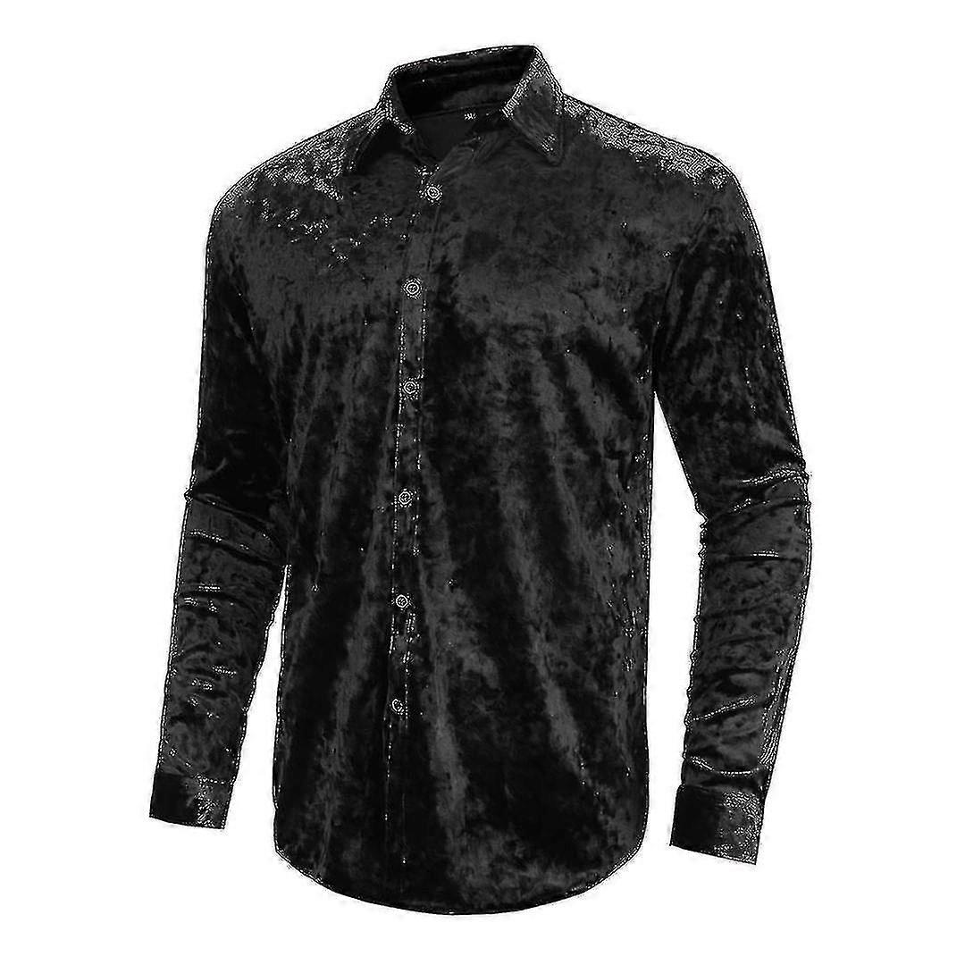 Herren Samt Hemd, Langarm Slim Casual Hemd - Gut