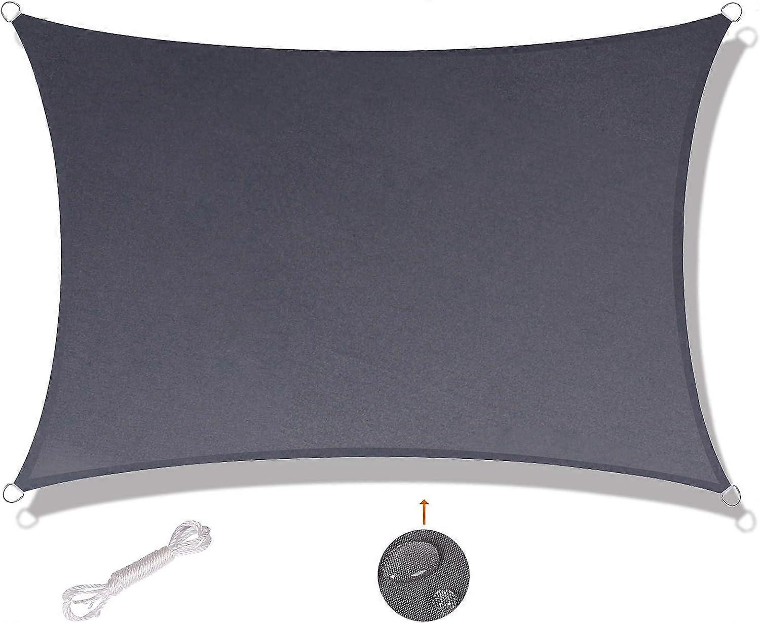 Rectangular shade sail, 3x5m, waterproof, anti-UV, waterproof and breathable, dark gray.