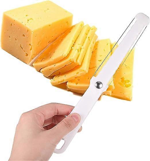 Cheese butter slicer (white), stainless steel cake slicer with cheese cutting line, suitable for handheld block bread grinder for hard and semi hard c