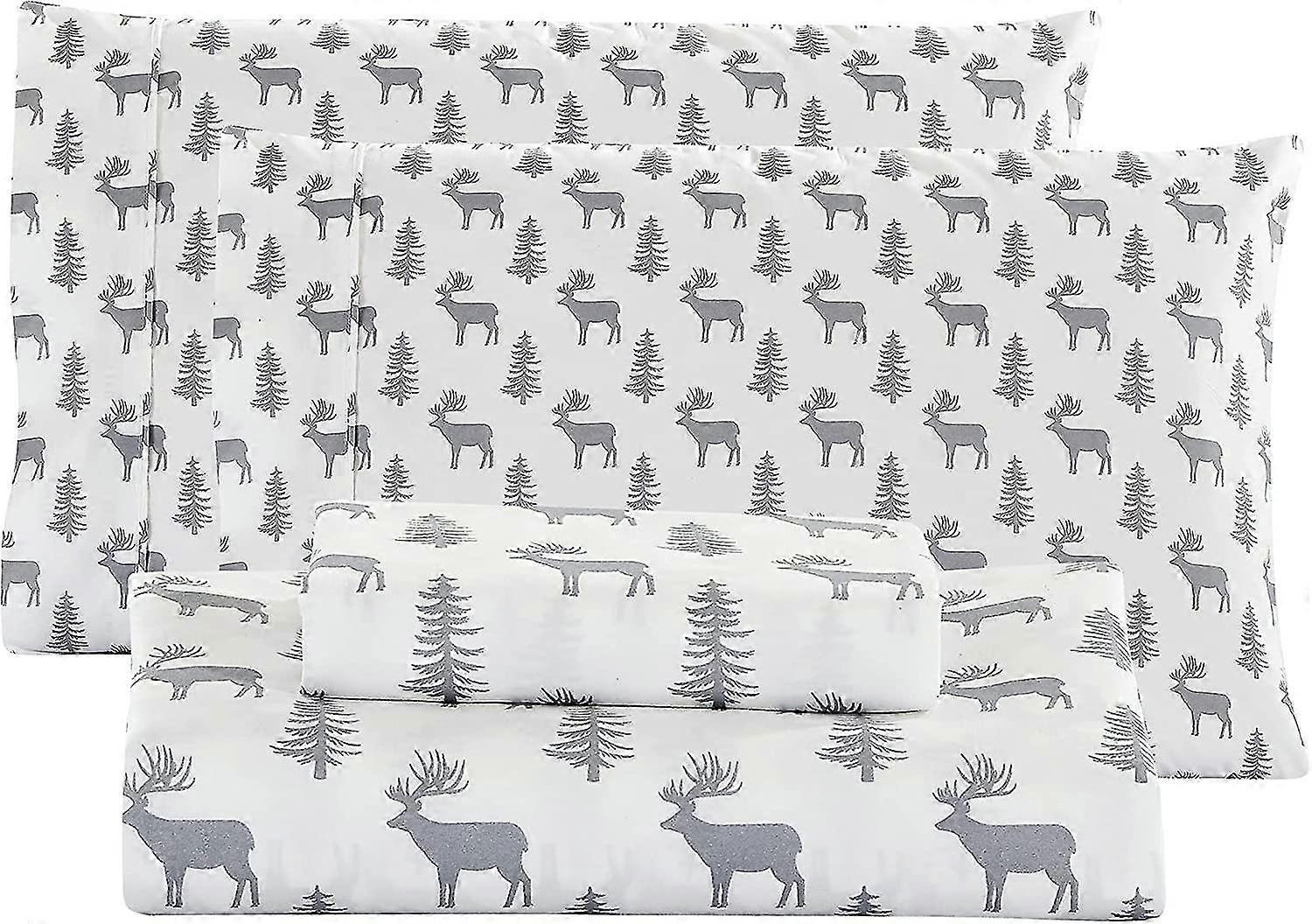 Printed Full Deep Pocket Sheets - Christmas Soft Full Sheets - 4pcs Full Brushed Microfiber Bed Sheets