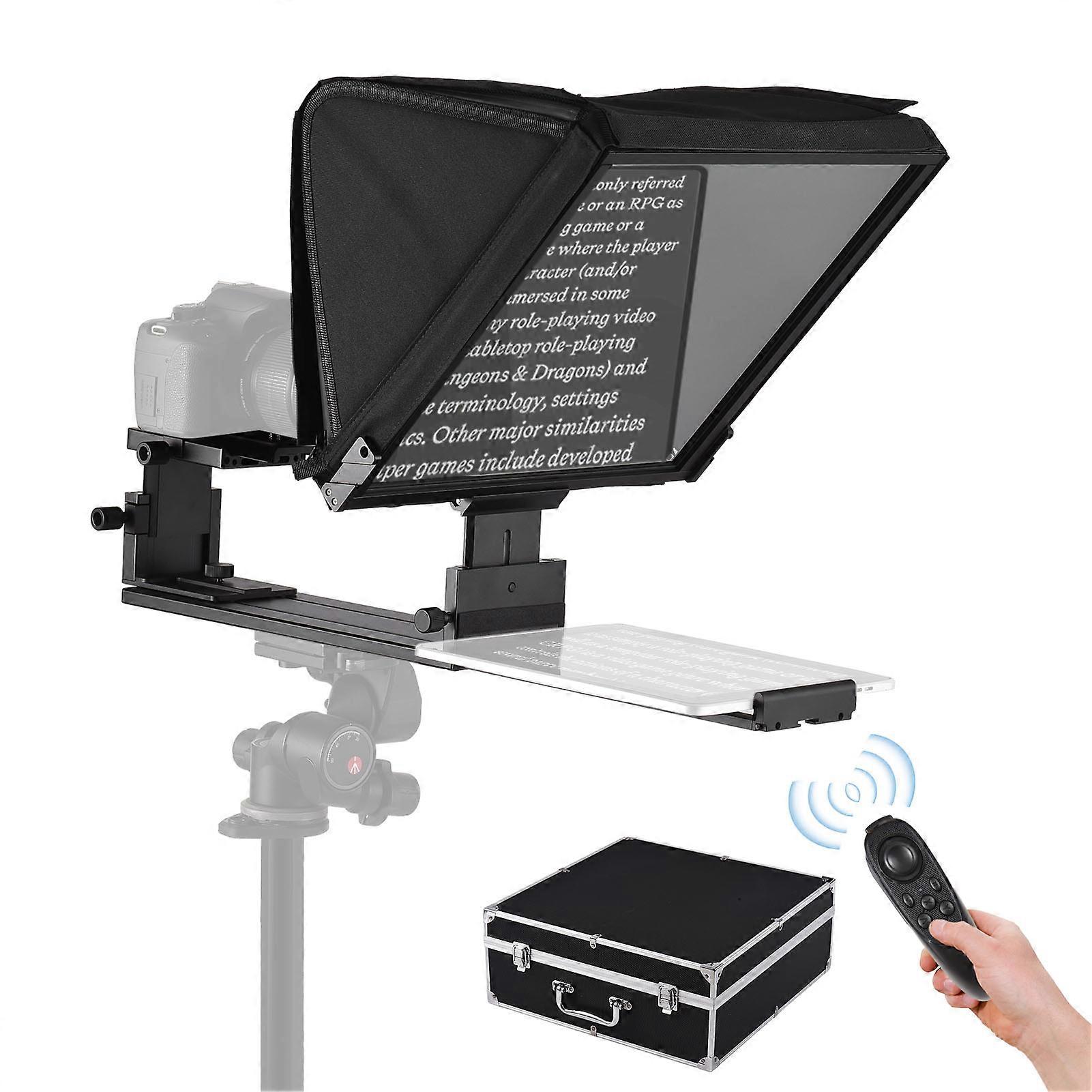 16-inch Universal Prompter Portable Teleprompter with Cold Shoe Mount 1/4in & 3/8in Thread Hole for Smartphone/ Tablet/ Cameras