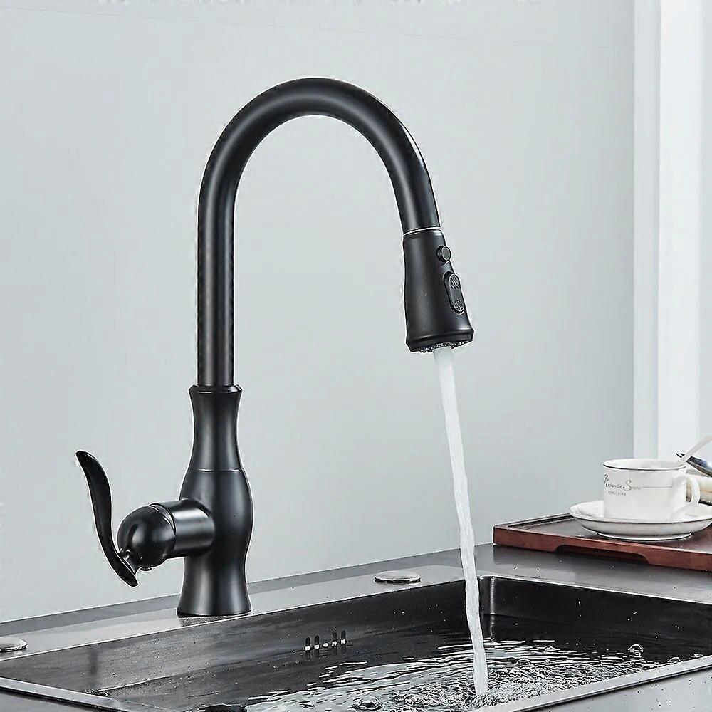 Rozin Black Gourmet Kitchen Faucet Extendable Pull Out Sprayer Mixer Tap Deck Mount Special Handle 2 in 1 Nozzle Hot Cold Crane